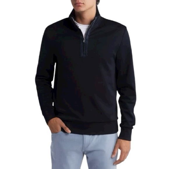 Hugo Boss Other - Hugo Boss Men's Sidney 1/4 Zip Stand Collar Black Sporty Pullover Size Large